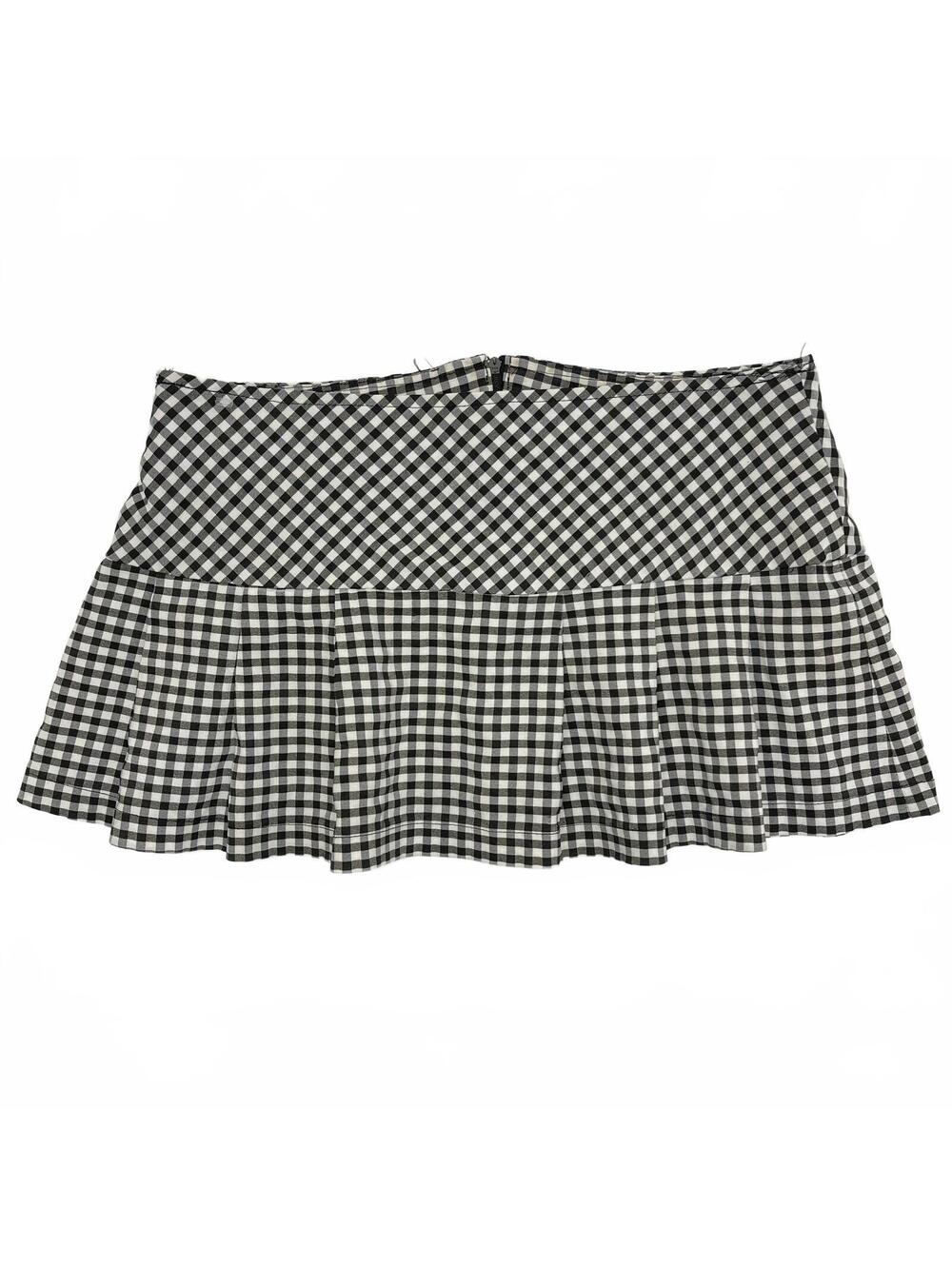 Vintage Wet Seal Black White Gingham Pattern Mini Pleated Skirt Sz S 2000s Emo